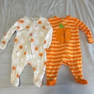 Old Navy Orange and White Kids Footies